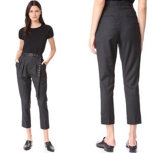 IRO Landis Wool Pin Striped Belted Pleated Trousers Pants